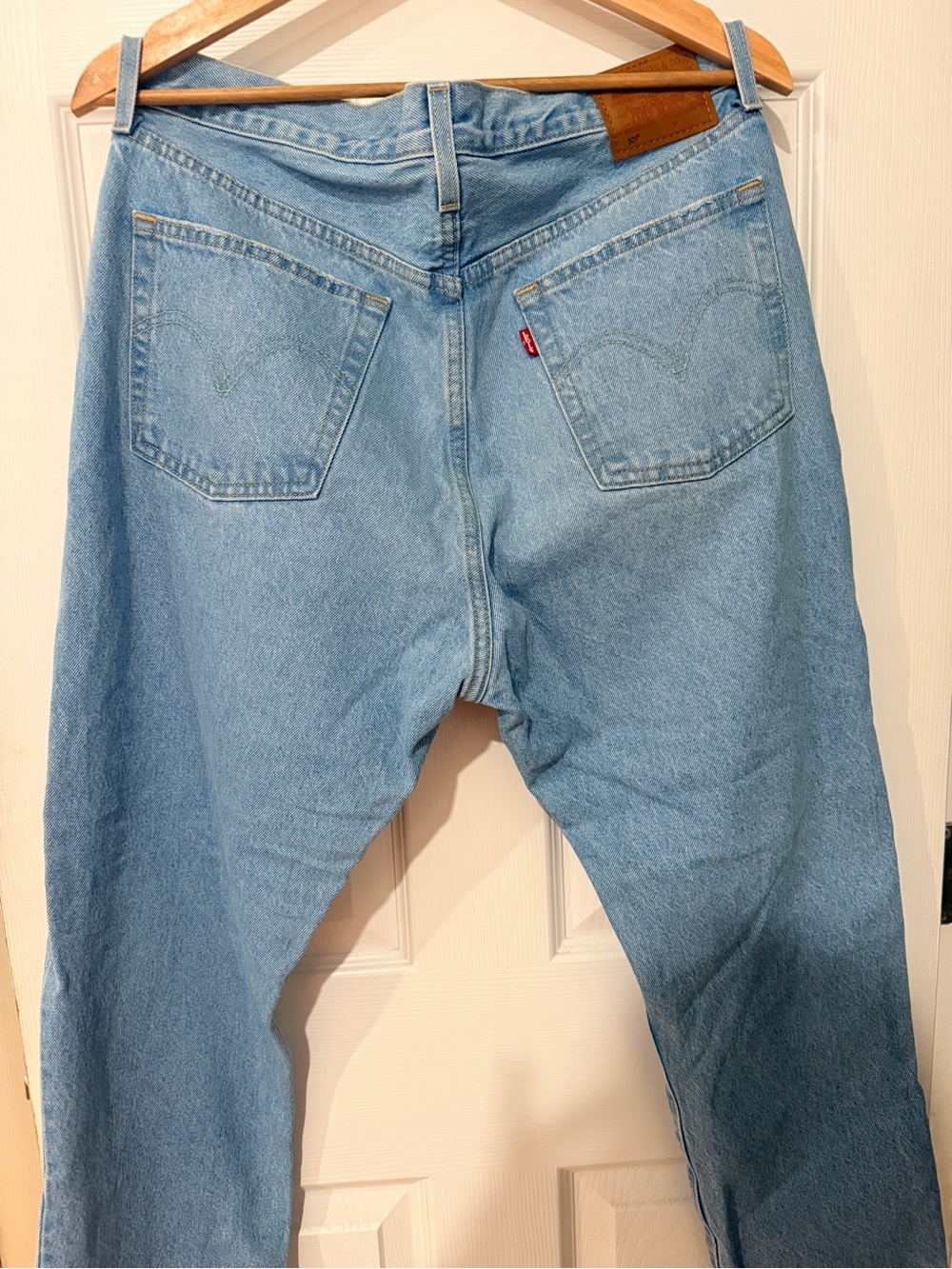 Levi's Light Blue Distressed Straight Leg Jeans - Picture 2 of 8